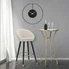 High Bar Stool in Wood and Metal with Seat in Polyester - Enzo Viadurini