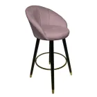 High Bar Stool in Wood and Metal with Seat in Polyester - Enzo Viadurini