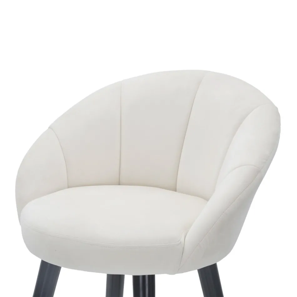 High Bar Stool in Wood and Metal with Seat in Polyester - Enzo Viadurini