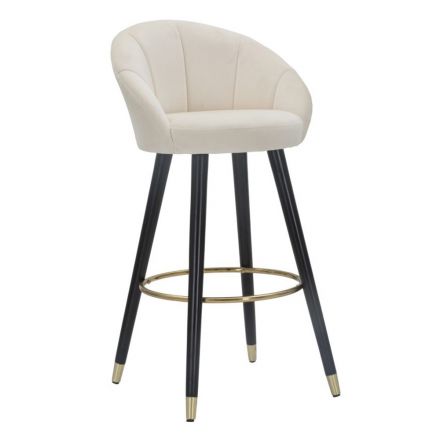 High Bar Stool in Wood and Metal with Seat in Polyester - Enzo Viadurini