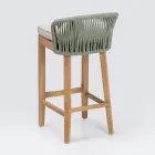 High Bar Stool Made of Natural Teak with Cushion - Side Viadurini