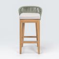 High Bar Stool Made of Natural Teak with Cushion - Side