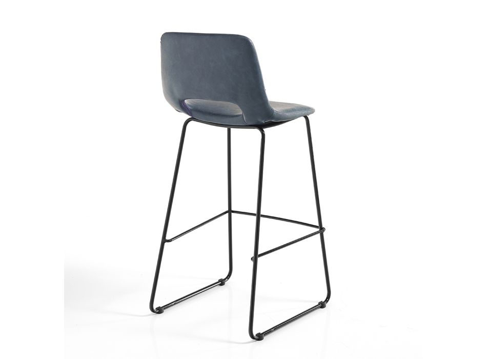 High Kitchen Stool in Synthetic Leather and Black Metal 2 Pieces - Yuri Viadurini