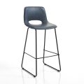 High Kitchen Stool in Synthetic Leather and Black Metal 2 Pieces - Yuri