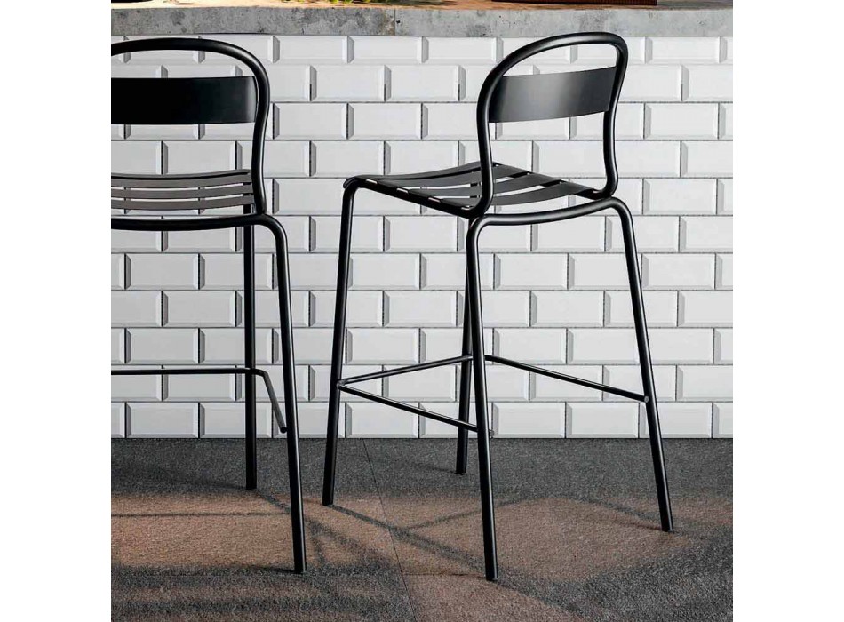 High Stackable Outdoor Stool Made in Italy, 2 Pieces - Trixie Viadurini