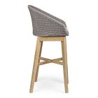 High Outdoor Stool in Rope and Teak Wood, Homemotion, 2 Pieces - Anitha Viadurini