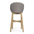 High Outdoor Stool in Rope and Teak Wood, Homemotion, 2 Pieces - Anitha Viadurini