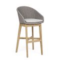 High Outdoor Stool in Rope and Teak Wood, Homemotion, 2 Pieces - Anitha