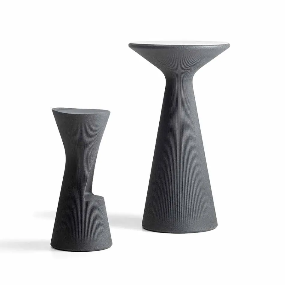 High Garden Stool in Colored Polyethylene Made in Italy - Desmond Viadurini