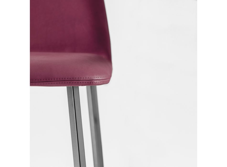Quality High Stool in Leather with Metal Base Made in Italy - Molde Viadurini