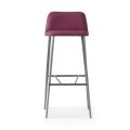 High Quality Stool in Leather with Metal Base Made in Italy - Molde