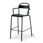 High Outdoor Stool in Aluminum with Armrests Made in Italy - Selima Viadurini