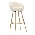 High Stool in Golden Iron with Seat Covered in Velvet - Annina