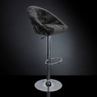 High Stool in Velvet and Steel with Adjustable Lift Made in Italy - Bilbao Viadurini