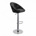 High Stool in Velvet and Steel with Adjustable Lift Made in Italy - Bilbao