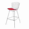 High Leather Bar Stool with Steel Structure Made in Italy - Beniamino