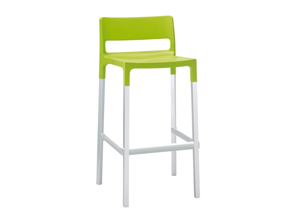Bar Stool in Technopolymer and Aluminum Made in Italy 4 Pieces - Tesauro Viadurini