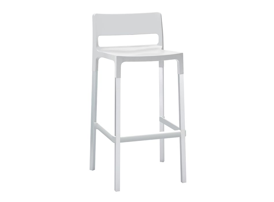 Bar Stool in Technopolymer and Aluminum Made in Italy 4 Pieces - Tesauro Viadurini