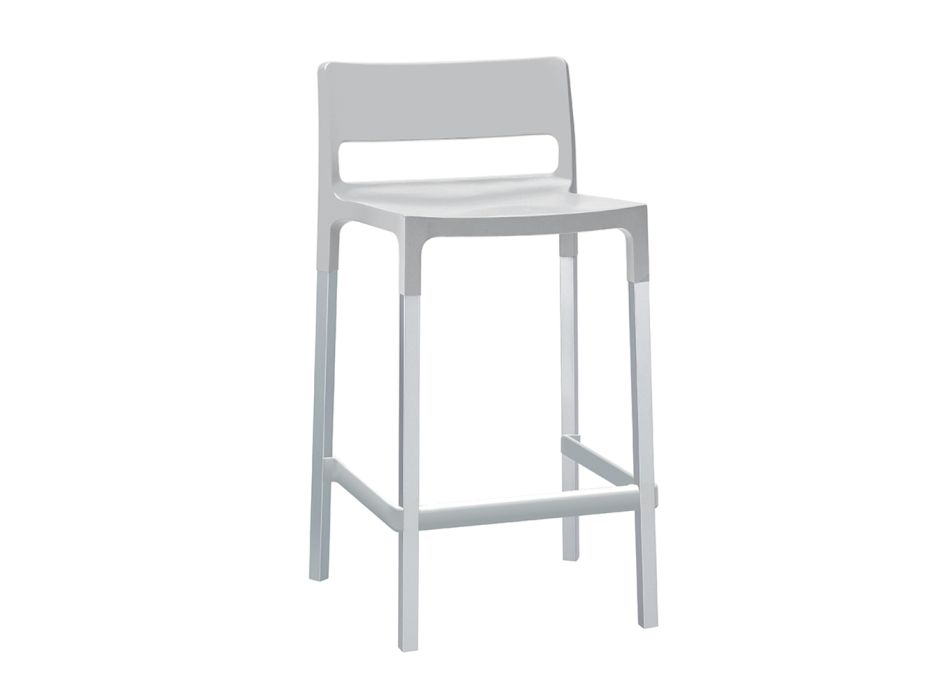 Bar Stool in Technopolymer and Aluminum Made in Italy 4 Pieces - Tesauro