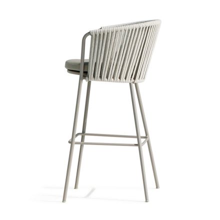 Outdoor Bar Stool in Galvanized Steel and Rope Made in Italy - Bronn Viadurini