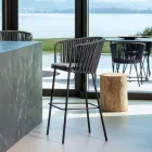 Outdoor Bar Stool in Galvanized Steel and Rope Made in Italy - Bronn Viadurini