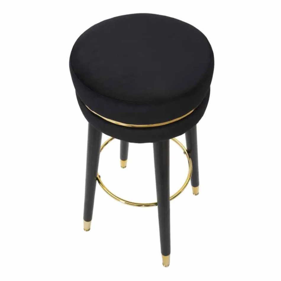 Round Bar Stool in Wood and Fabric of Modern Design - Rupert Viadurini