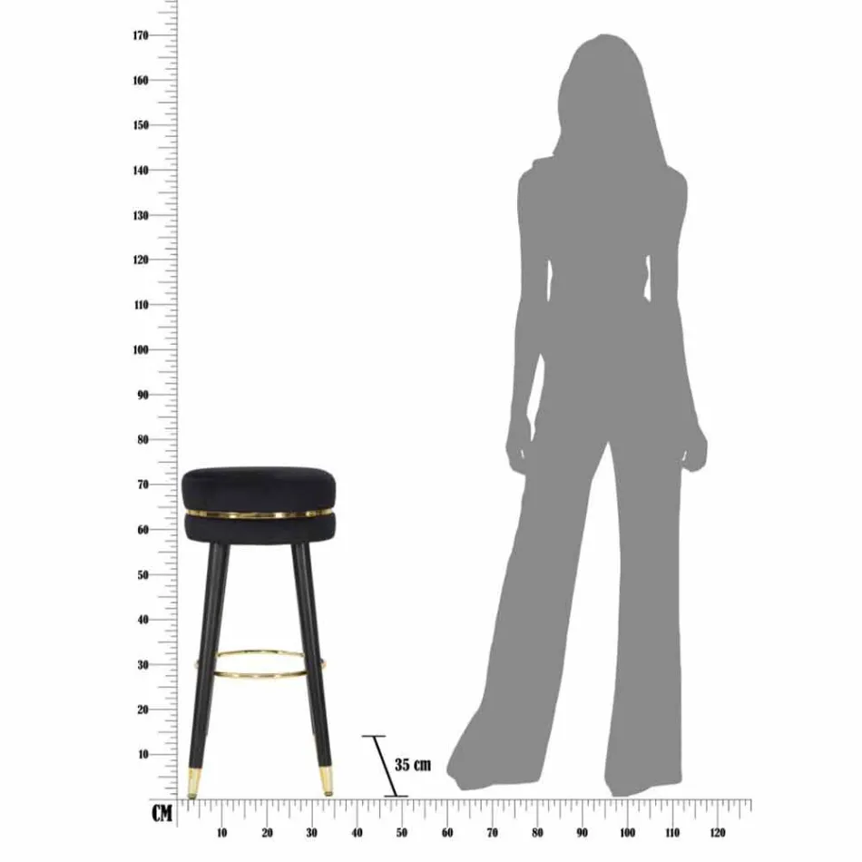 Round Bar Stool in Wood and Fabric of Modern Design - Rupert Viadurini