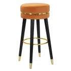 Round Bar Stool in Wood and Fabric of Modern Design - Rupert Viadurini