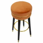 Round Bar Stool in Wood and Fabric of Modern Design - Rupert Viadurini