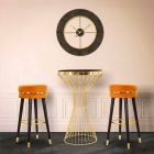 Round Bar Stool in Wood and Fabric of Modern Design - Rupert Viadurini