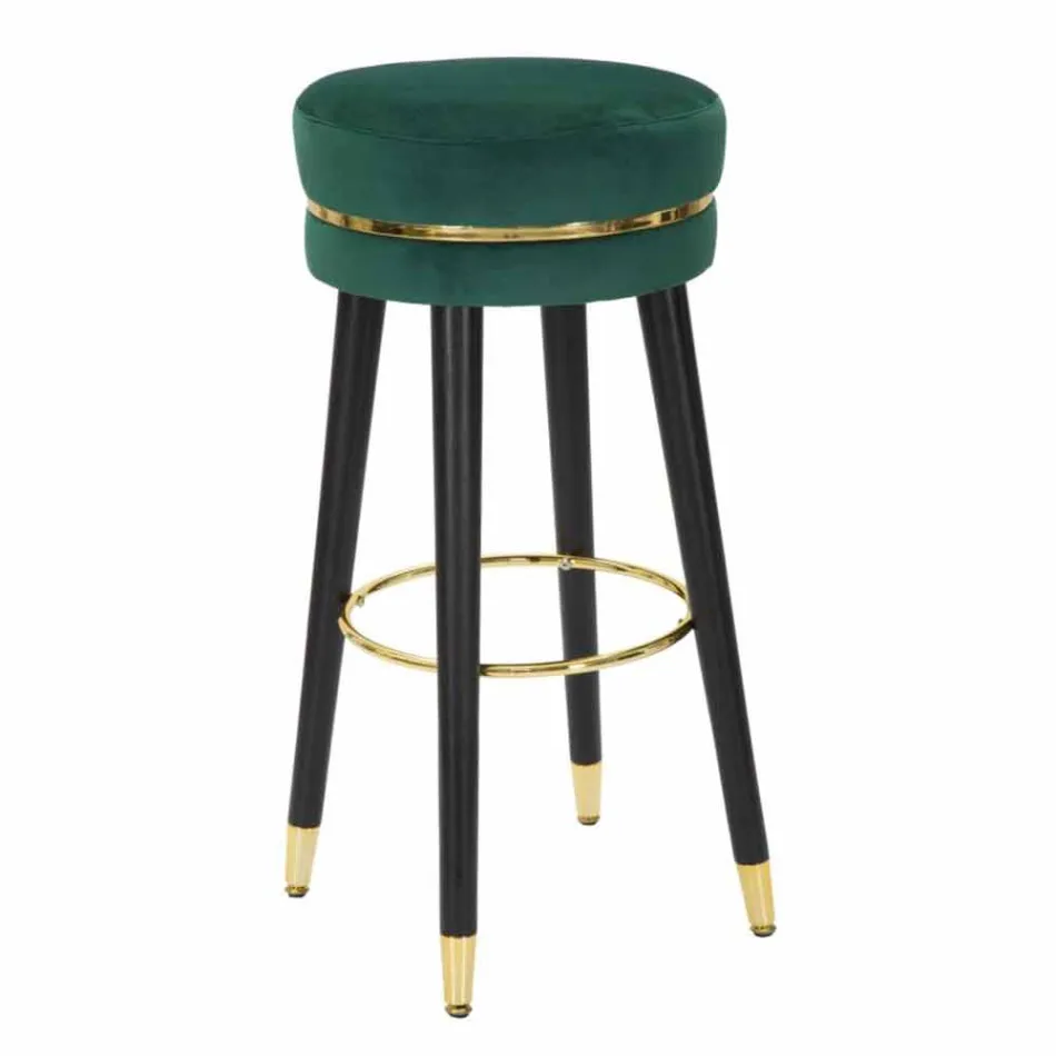 Round Bar Stool in Wood and Fabric of Modern Design - Rupert Viadurini