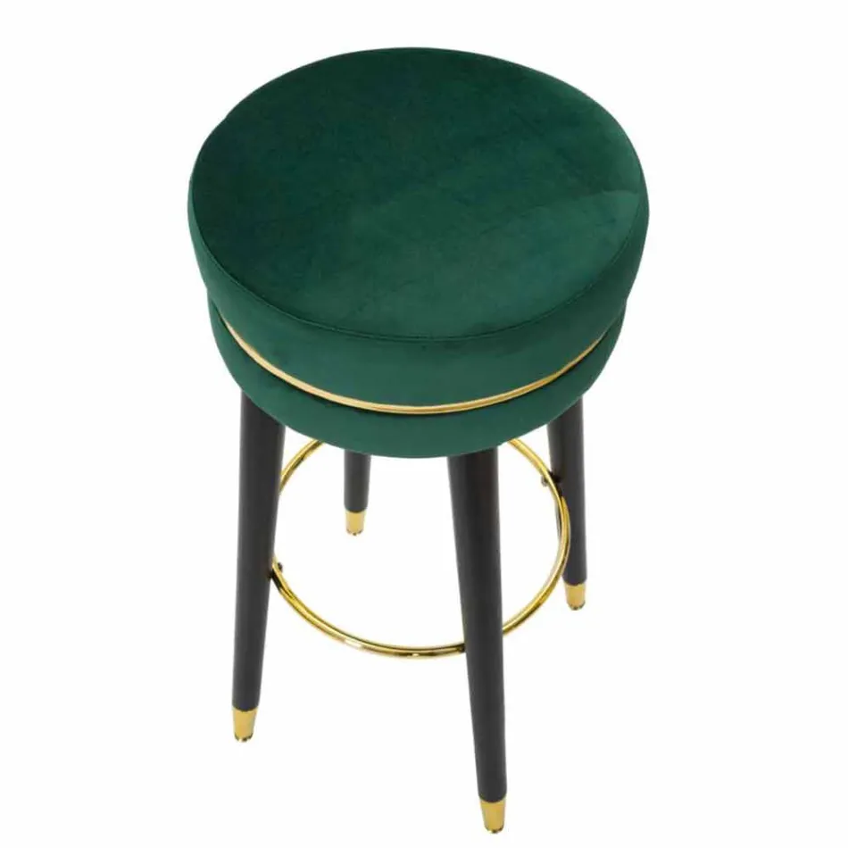 Round Bar Stool in Wood and Fabric of Modern Design - Rupert Viadurini