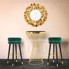 Round Bar Stool in Wood and Fabric of Modern Design - Rupert Viadurini