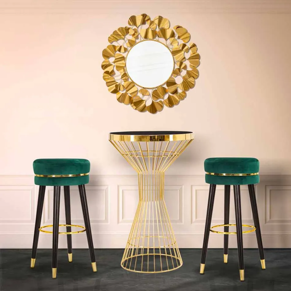 Round Bar Stool in Wood and Fabric of Modern Design - Rupert Viadurini