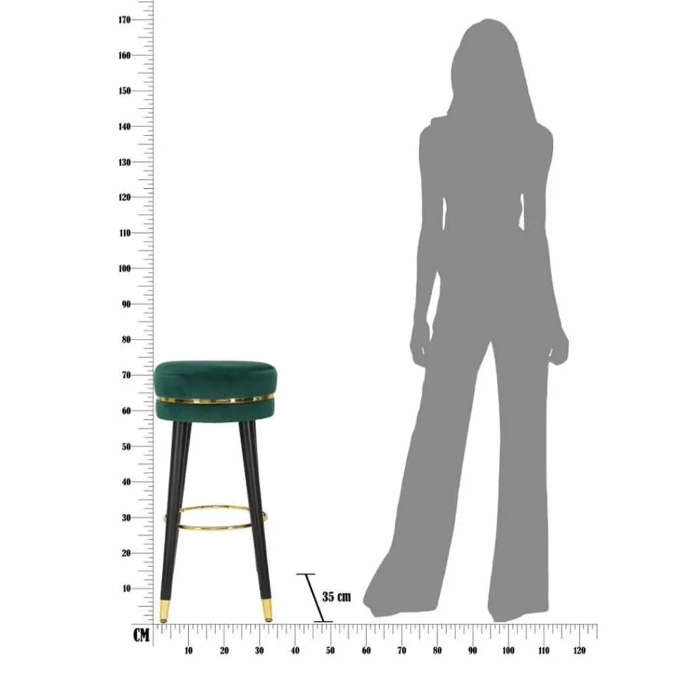 Round Bar Stool in Wood and Fabric of Modern Design - Rupert Viadurini