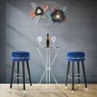 Round Bar Stool in Wood and Fabric of Modern Design - Rupert Viadurini