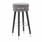Round Bar Stool in Wood and Fabric of Modern Design - Rupert Viadurini
