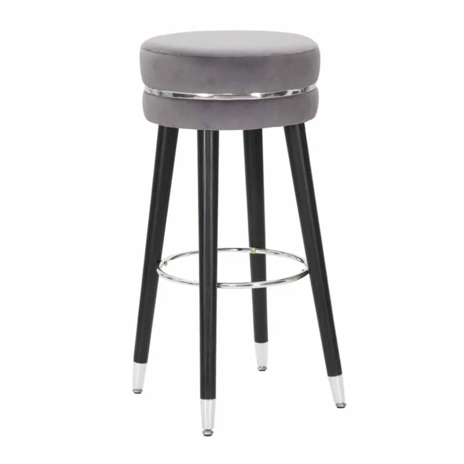 Round Bar Stool in Wood and Fabric of Modern Design - Rupert Viadurini
