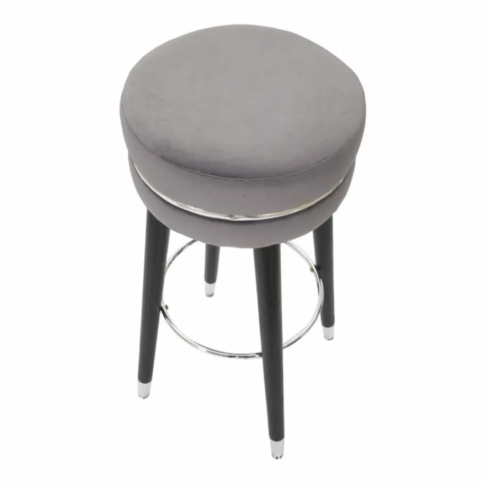 Round Bar Stool in Wood and Fabric of Modern Design - Rupert Viadurini