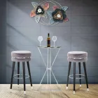 Round Bar Stool in Wood and Fabric of Modern Design - Rupert Viadurini