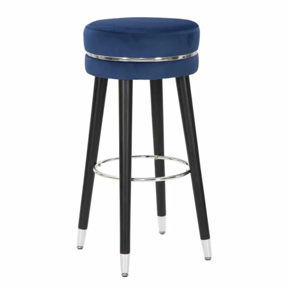 Round Bar Stool in Wood and Fabric of Modern Design - Rupert Viadurini
