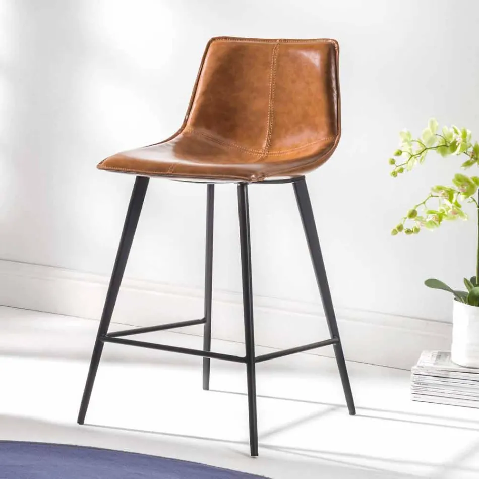 Base Stool 4 Legs, H 65 in Faux Leather Leather Effect - Ovid Viadurini