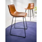Sled Base Stool, Leather Effect Eco-leather Seat - Ovid Viadurini