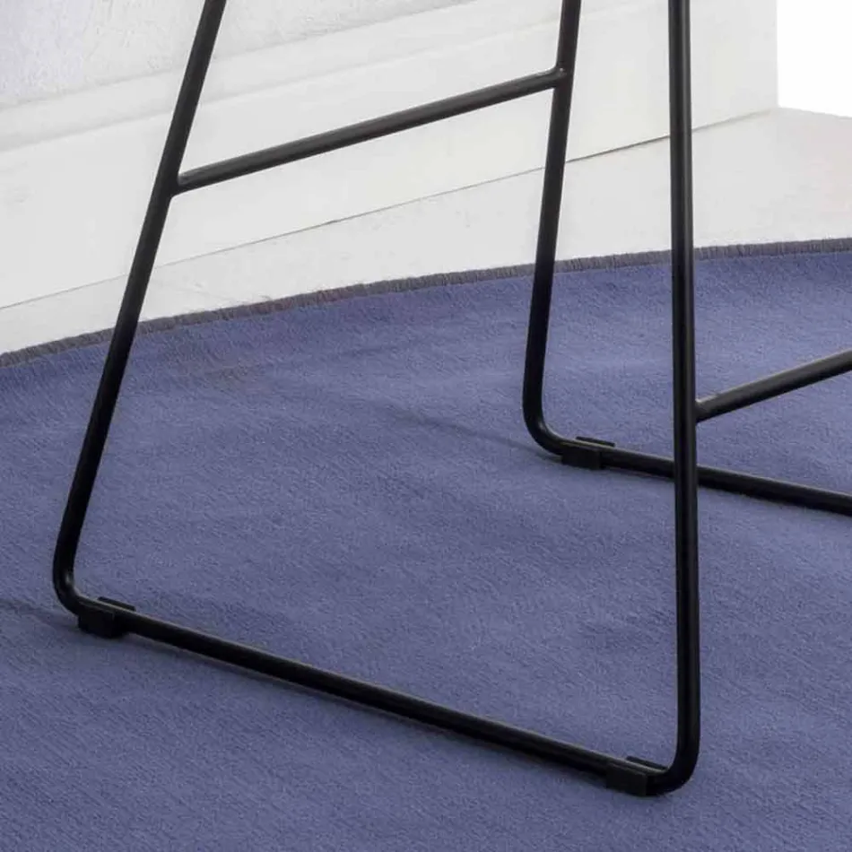 Sled Base Stool, Leather Effect Eco-leather Seat - Ovid Viadurini