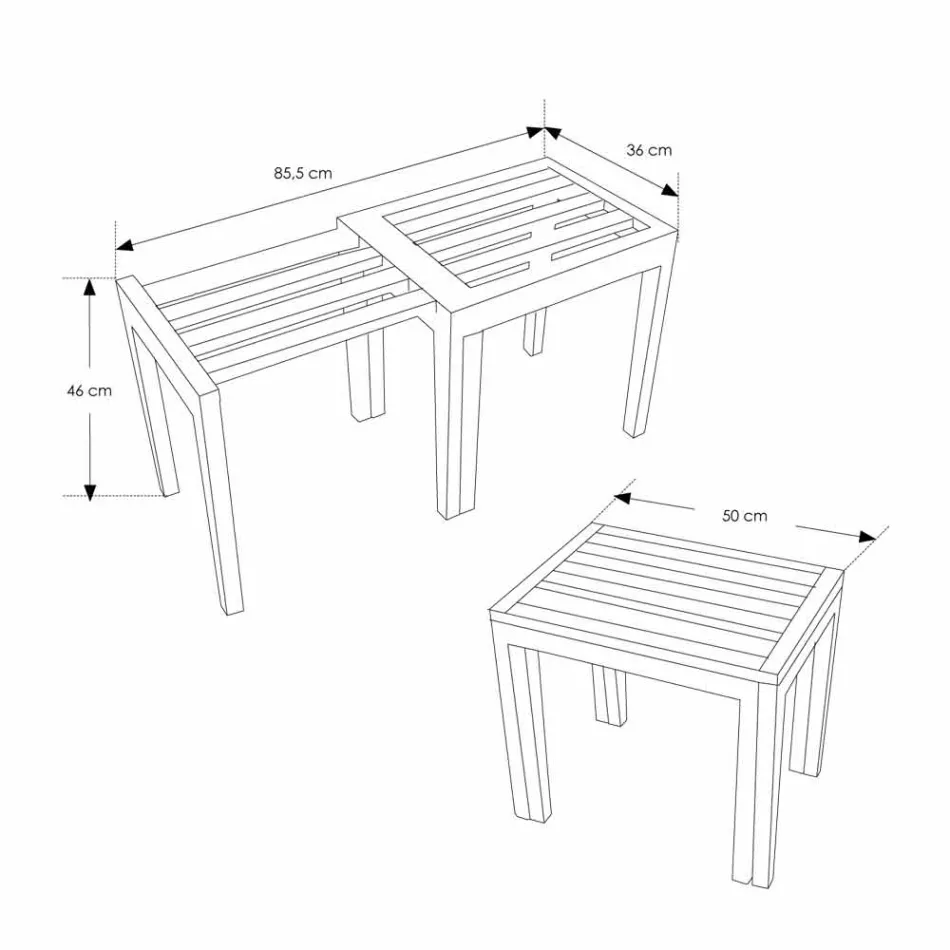 Low Extendable Stool in Teak Wood Natural Finish - Pomino Viadurini