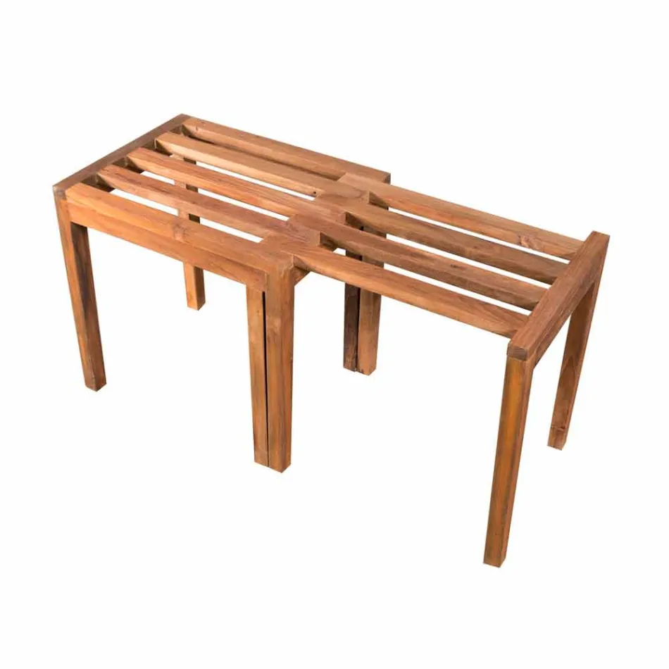 Low Extendable Stool in Teak Wood Natural Finish - Pomino Viadurini