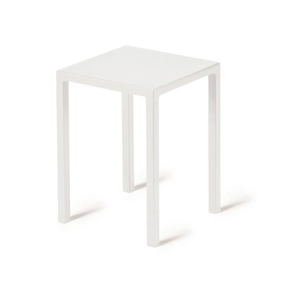 Low Square Steel Outdoor Stool Made in Italy - Azul Viadurini