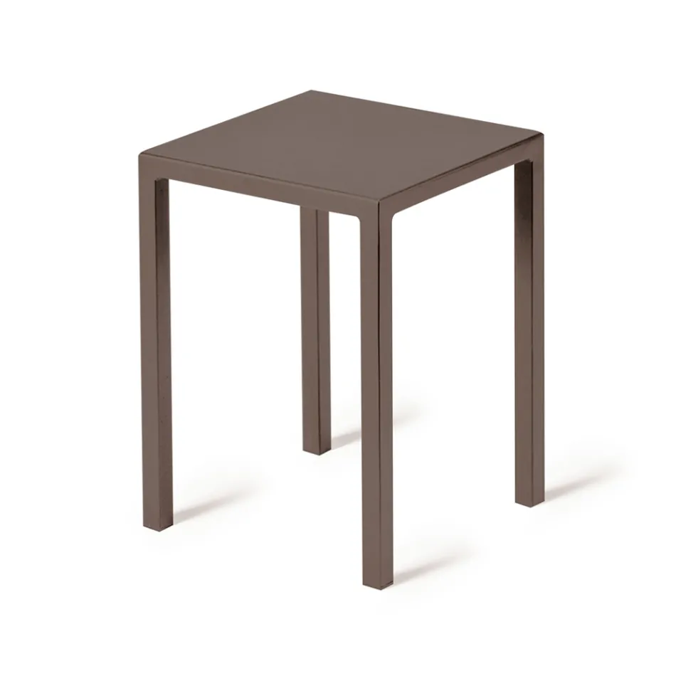Low Square Steel Outdoor Stool Made in Italy - Azul Viadurini