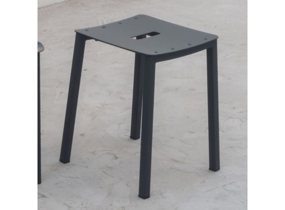 Modern Outdoor Stackable Low Stool in Aluminum Made in Italy - Dobla Viadurini