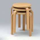 Low Stackable Stool in Natural Beech Wood Made in Italy - Cassiopea Viadurini